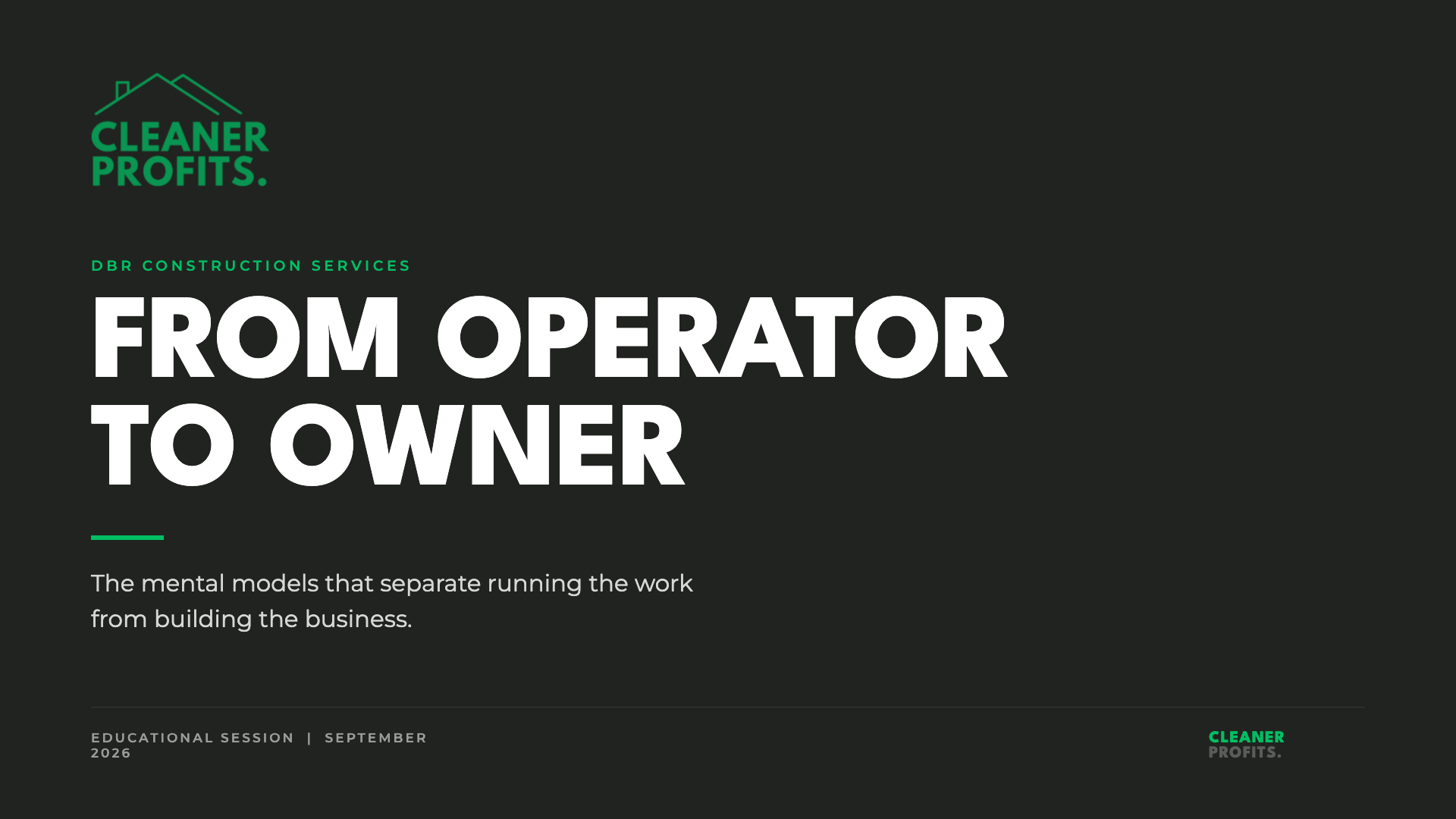 From Operator to Owner — cover slide